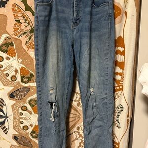 Whetherly Blue Distressed Straight Leg Jeans